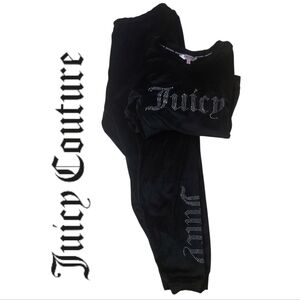 Juicy Couture Black Velour Rhinestone Lounge/Sleep Set